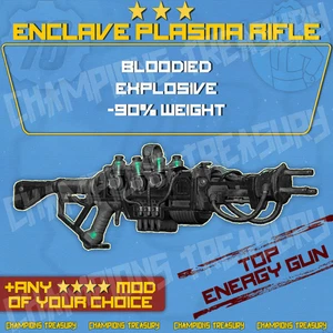 FALLOUT 76 [PC] BLOODIED EXPLOSIVE -90% WEIGHT ENCLAVE PLASMA RIFLE +4 STARS MOD - Picture 1 of 1
