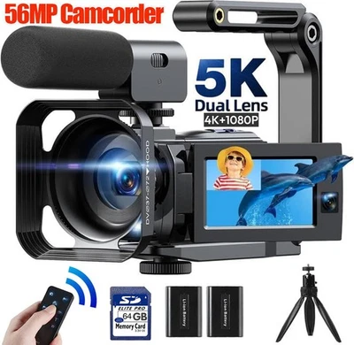 5K Video Camera Camcorder 56MP Dual Lens WiFi IR Night Vision Vlogging Camera US - Image 1 of 4