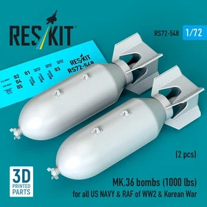 1/72 Reskit RS72-0548 MK.36 bombas (1000 libras) para toda la Marina de los Estados Unidos y la RAF de la Segunda Guerra Mundial y Corea - Imagen 1 de 3