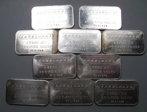 10 barras de plata ENGELHARD vintage de 1 oz troy .999+.  #102 - Imagen 1 de 10