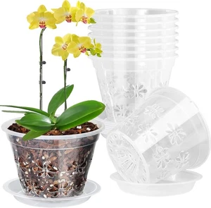 Orchideentopf, 8er Pack 4 Zoll klare Töpfe mit 4'' 8er Pack, - Bild 1 von 6