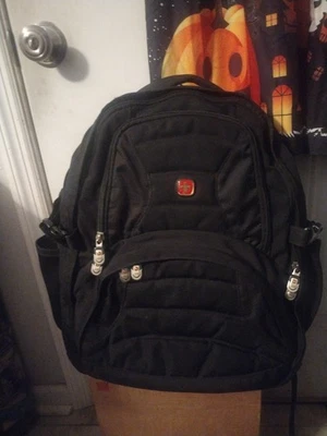 Swiss Gear Laptop Backpack With Audio Pocket Zip Padded Shoulder Strap Black - image 1 of 4