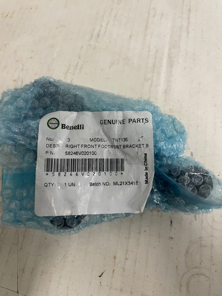58246V020100 OEM Benelli TNT 135 Right Front Footrest  20 - 23 TNT 135 - Image 1 of 3