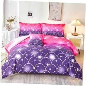 Purple Glitter Comforter Set Queen Size for Girls 6 Piece Bed in A Bag - Picture 1 of 7