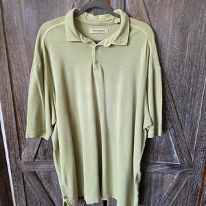 Camisa Tommy Bahama Para Hombre Talla XXL Verde Claro Manga Corta Polo Seda Algodón - Imagen 1 de 7