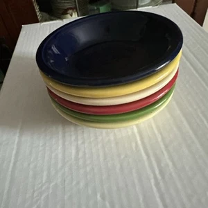 FiestaWare Fruit Berry Salsa Bowls Scarlet, Cream Navy Green Yellow (6) 5 3/8” - Picture 1 of 2