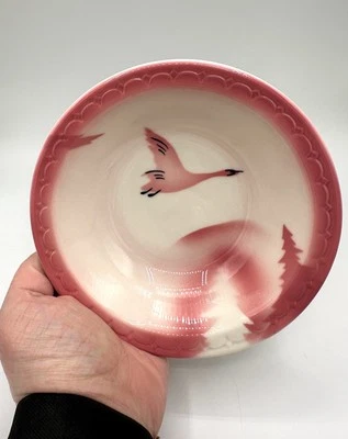 MINT - Railroad "The Traveler" Pattern Vintage Syracuse China Bowl 5 1/8 in - Image 1 of 4