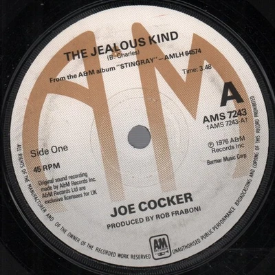 Joe Cocker Jealous Kind 7" vinyl UK A&m 1976 solid label design AMS7243 - Image 1 of 2
