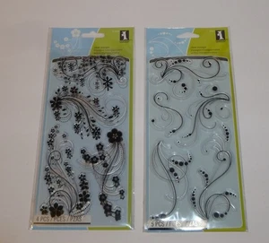 Moderne Blume blumige Punkte klar Acryl Stempel Set von Inkadinkado Neu - Bild 1 von 3