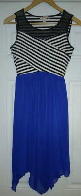 Vestido Speechless Niñas Rayas Azul Negro Juvenil Talla 16 Manga Corta  Foto 1 de 4