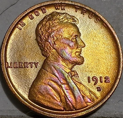 1912-D Lincoln Cent Wheat Penny BU RED Stunning Unc Details coin uncirculated - Image 1 of 4
