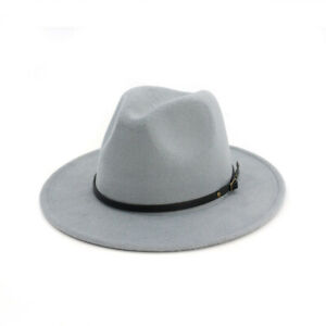 Women's Wool Felt Outback Hat Panama Hat Wide Brim Women Belt Buckle Fedora Hats