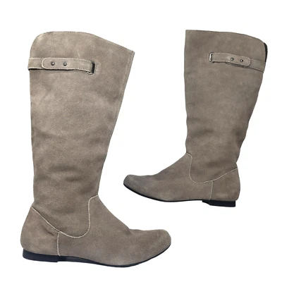 Style & Co Zapatos Mujer 6 Gris Gamuza Cuero Cremallera Completa Tacón Bajo Alto Montar Foto 1 de 4