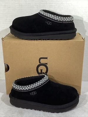 UGG Youth Sze 11 EU 28.5 Black Suede Tasman II Lined Slippers House Shoes AJ-439 - Image 1 of 4