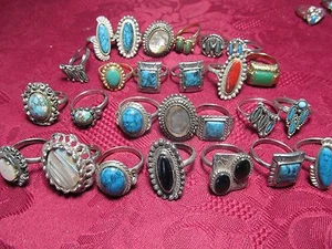 Juego de 6 anillos de moda de ónix concha de coral ajustables para mujer - Imagen 1 de 10