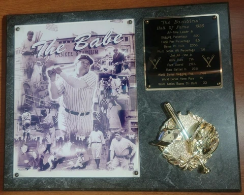 BABE RUTH NEW YORK YANKEES PLAQUE WITH PHOTO THE BAMBINO Cover