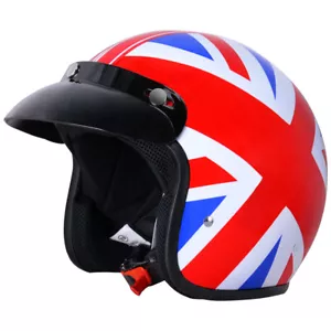 ZORAX ZOR-604 Open Face Motorbike Helmet Scooter Moped Removable Peak Union Jack - Picture 1 of 12