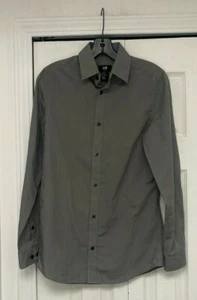 H&M Hemd blau einfarbig grau Knopfleiste Baumwolle Polyester XS - Bild 1 von 4