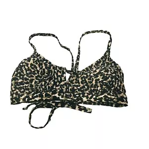 Kona Sol Women's Medium 8-10 Cut Out Front Bralette Bikini Swim Top Animal Print - Picture 1 of 12
