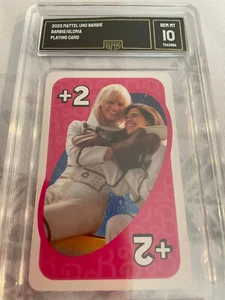 BARBIE MARGOT ROBBIE /GLORIA 2023 MATTEL UNO +2 BARBIE PLAYING CARD GRADED 10 - Picture 1 of 2