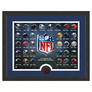 NFL Highland Mint Helm Collection mit Stück Game Used Football Bild 30x38cm - Bild 1 von 1