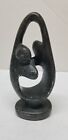 ZIMBABWE BLACK SOAPSTONE ONYX ALABASTER ABSTRACT 2 PERSON SCULPTURE 7 5/8" 