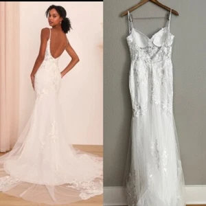 NWOT Everlasting Affection White Lace Tulle Mermaid Maxi Dress - Bild 1 von 12