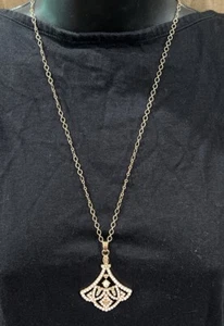 Plunder Gold Tone Pink Bead and Rhinestone Pendant Necklace - Picture 1 of 3