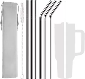 6 Pack Stainless Steel Straw Replacement 40 oz 12.2" (6 Pack), Silver - Picture 1 of 6