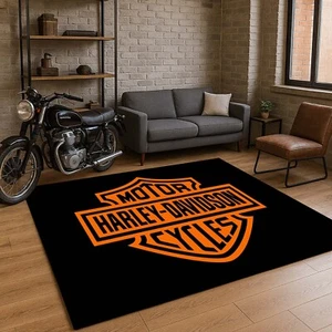 Harley Rug, Motorcycle Rug, American Legends Motorcycle Rug, Garage Floor Rug - Picture 1 of 10