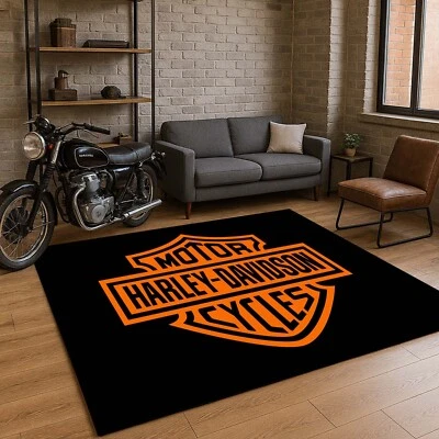 Harley Rug, Motorcycle Rug, American Legends Motorcycle Rug, Garage Floor Rug - Image 1 of 4