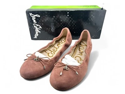 Nuevo Sam Edelman Mujer Felicia Polvoriento Rosa Gamuza Arco Ballet Zapatos Planos Talla 7 Foto 1 de 4