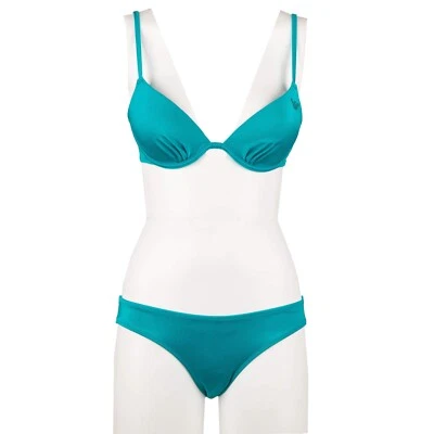 Купальный костюм EMPORIO ARMANI треугольный бюстгальтер пуш-ап бикини короткий логотип лазурный синий 11398 - Изображение 1 из 3