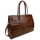 Real Leather Ladies Workbag Made in Italy Crocodile Embossed Design