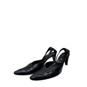 Helmut Lang Vintage Cuero Negro Bandolera Talla 39 EE. UU. 9 - Imagen 1 de 8