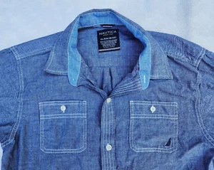 Nautica Blue Gray Long Sleeve Button Down Shirt Boys XL(18-20) - Picture 1 of 7