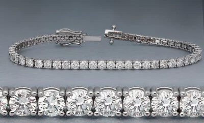 BRAZALETE TENIS DIAMANTE 5.20 QUILATES REDONDO VS2 MUJER ORO BLANCO 14K CERTIFICADO Foto 1 de 3