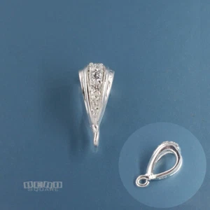 Conector de fianza colgante de cristal de circonita cúbica de plata esterlina con bucle abierto 5,5 x 13 mm #33373 - Imagen 1 de 4