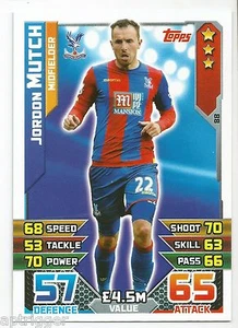 2015 / 2016 EPL Match Attax Base Card (88) Jordon MUTCH Crystal Palace - Picture 1 of 1