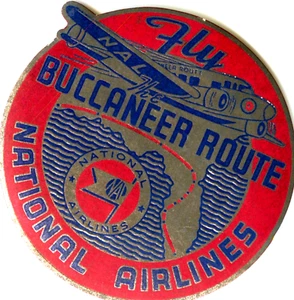 BUCCANEER ROUTE ~National Airlines / NAL~ Fantastic  Airline Luggage Label, 1955 - Picture 1 of 2