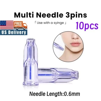 Microneedles de cristal 3 pines 34G tres agujas antienvejecimiento ojos líneas de cuello cuidado de la piel Foto 1 de 4