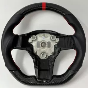 REVESOL Real Carbon Fiber Steering Wheel Red Ring for Tesla Model 3 Model Y NEW - Picture 1 of 4