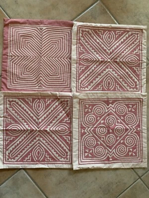 4- Fundas de Almohada 15" x 15" Cierre de Cremallera Estampado Geométrico Melocotón Coral Foto 1 de 4