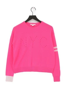 Duffy Women's Jumper XS Pink Graphic 100% Cashmere Crew Neck Pullover - Picture 1 of 6