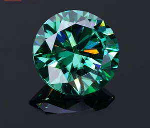 Natural Green Color Loose 10 Ct Round Cut Lab Grown CVD Diamond VVS1 Certified - Picture 1 of 11