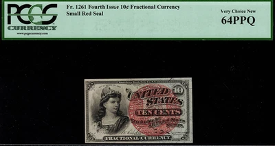 FR-1261 $0.10 Fourth Issue Fractional Currency - 10 Cents - Graded PCGS 64PPQ - Image 1 of 2