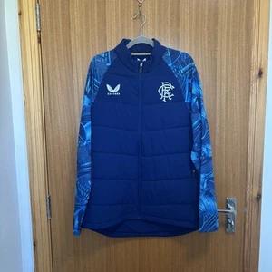 Glasgow Rangers Jacket Men's Size M Blue City Print 23/24 Hybrid Zip Up Padded - Picture 1 of 16