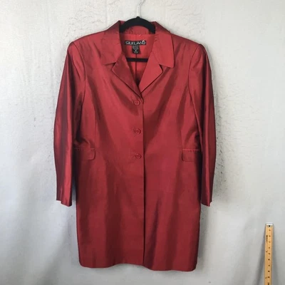 Chaqueta Silkland Mujer 16 Rojo 100% Seda Larga Blazer 3 Botones Forrada Noche Fiesta Foto 1 de 4