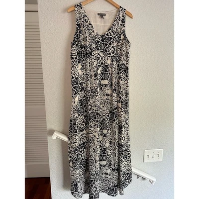 A Pea in the Pod Navy Blue Paint Watercolor Maxi Dress Maternity Summer Vacation - Image 1 of 4