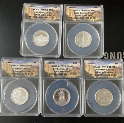 2010 S SILVER National Parks Quarter Set ANACS PR70DCAM First Strike - Image 1 of 2
